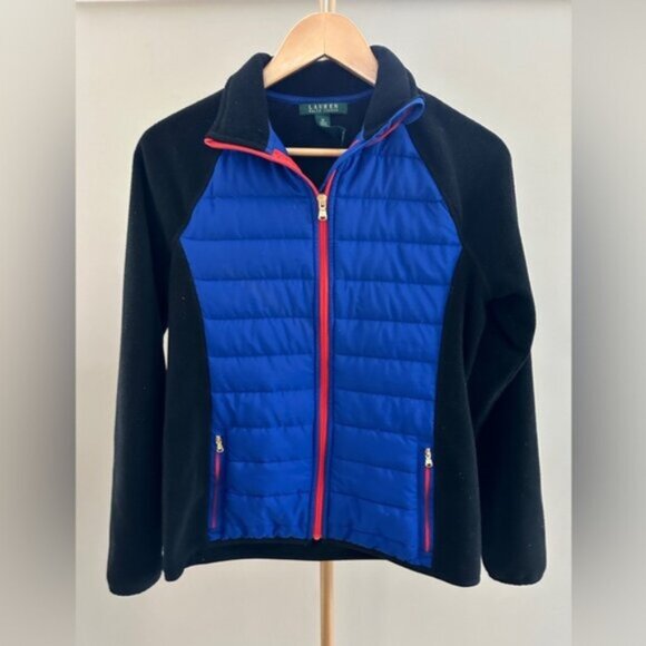 Ralph Lauren RL Lauren Color block Fleece Zip Jacket Small - Picture 1 of 7